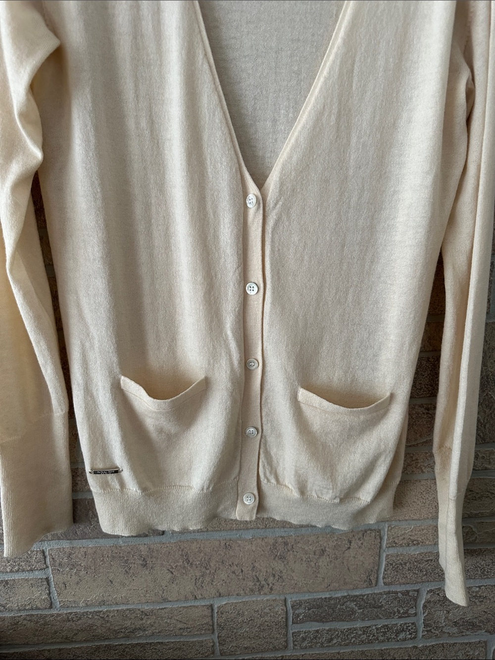 Patrizia Pepe Butter Yellow Women's Cardigan Wool cashmere silk snap buttons - Picture 2 of 7